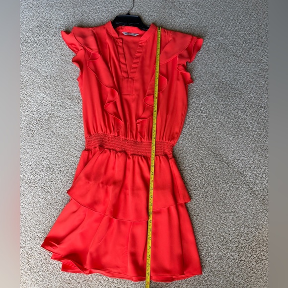 Amanda Uprichard Bright Orange Mini Dress Ruffled Layered Medium - Picture 5 of 7